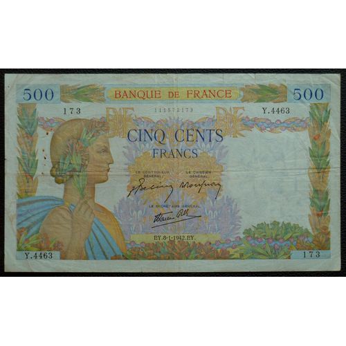 Billet 500 Francs 8 Janvier 1942 La Paix