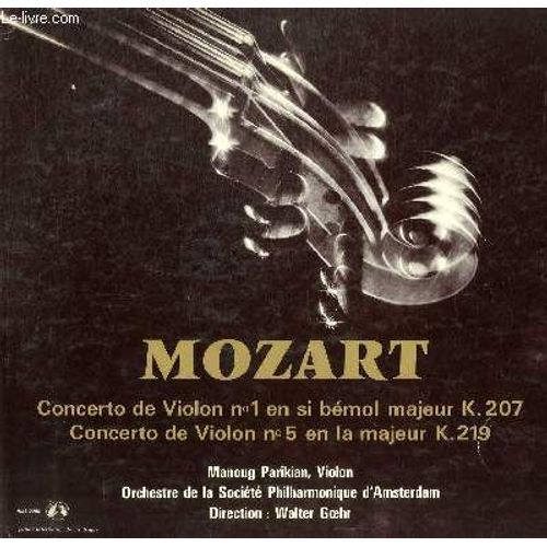 Disque Vinyle 33t Concerto De Violon N°1 En Si Bemol Majeur, Concerto De Violon N°5 En La Majeur