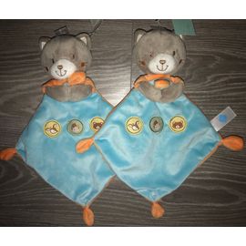 Doudou Chat Tex Baby Indien Bleu Orange Plat Lot De Deux Doudous Jouets Enfant Bebe Rakuten