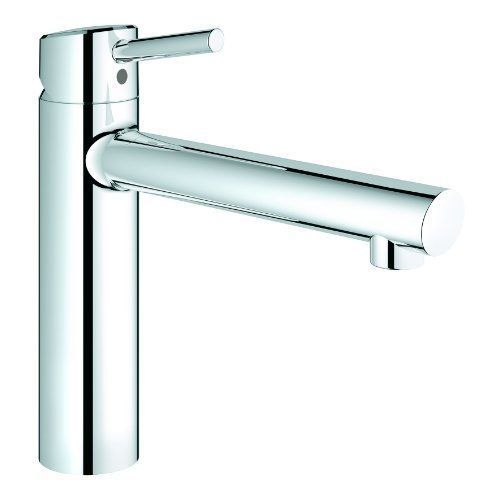 GROHE Robinet de cuisine Concetto, bec medium, plage de rotation de 140, StarLight, basse pression, montage devant la fenêtre 31210001 Import Allemagne
