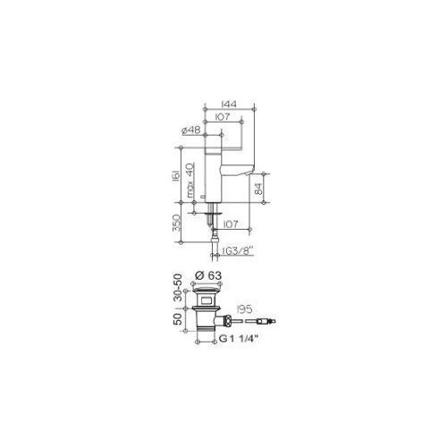 Keuco 53902010000 7938501 Plan Blue Mitigeur de lavabo à levier simple avec garniture d'écoulement Chromé