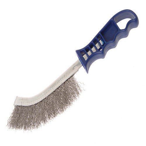 Faithfull - Fil d'acier inoxydable brosse Scratch poignée bleue - FAIWBHANDSS