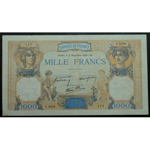 Billet 1000 Francs 3 Novembre 1938