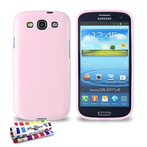 Coque Case Samsung Galaxy S3 "Glossy Hybrid" Rose Silicone Souple (Tpu)