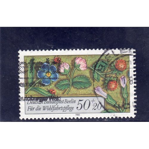 Timbre-Poste De Berlin Ouest (Enluminure D¿Un Livre D¿Heures : Fleurs Et Coccinelle)