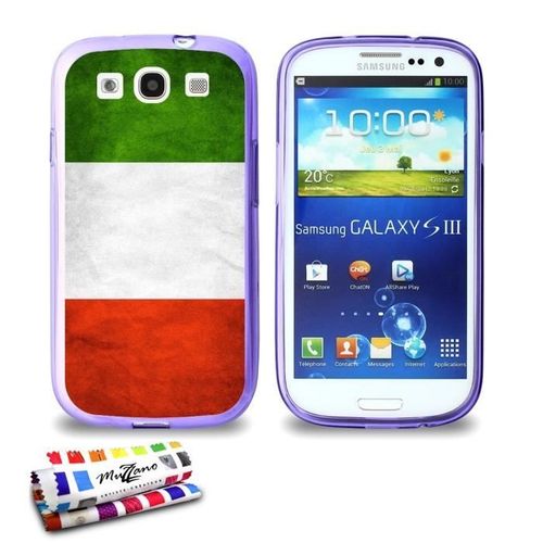 Coque Case Samsung Galaxy S3 "Drapeau Italie" Silicone Violet Souple (Tpu)