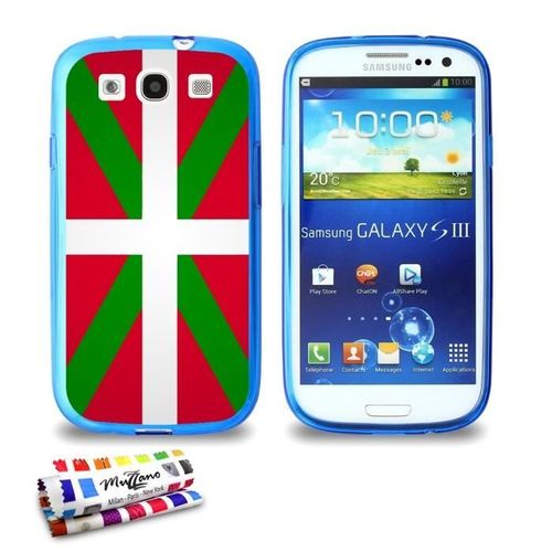 Coque Case Samsung Galaxy S3 " Drapeau Pays Basque " Silicone Bleu Souple (Tpu)