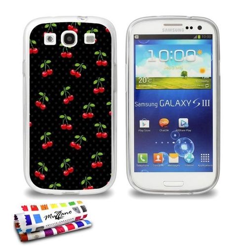 Coque Case Samsung Galaxy S3 " Cerises " Silicone Transparent Souple (Tpu)