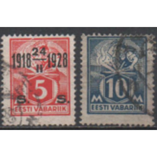 Estonie: Lot De 2 Timbres Des Années 1922/1928, De La Même Série Sur Le Forgeron.