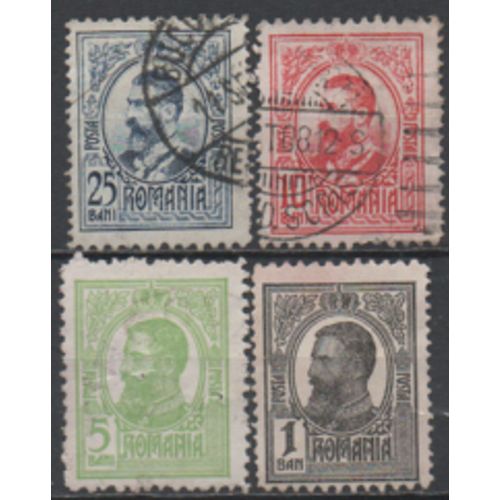 Roumanie: Lot De 4 Timbres Représentant Le Roi Carol 1er.