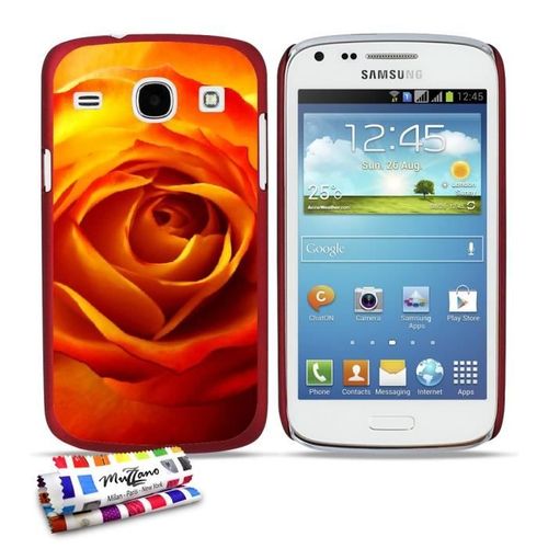 Coque Case Samsung Galaxy Core " Rose De Feu " Silicone Rouge Rigide (Tpu)