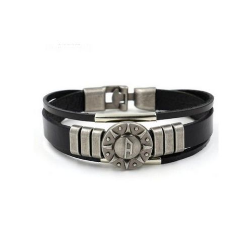 Bracelet Type &#39&#39route 66 &#39&#39. Cuir Et Acier.