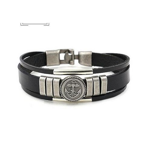 Bracelet Type &#39&#39marin&#39&#39. Cuir Et Acier