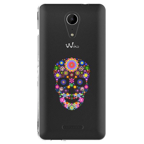Coque Souple Pour Wiko Tommy 2 Avec Impression Motifs Crâne En Fleurs