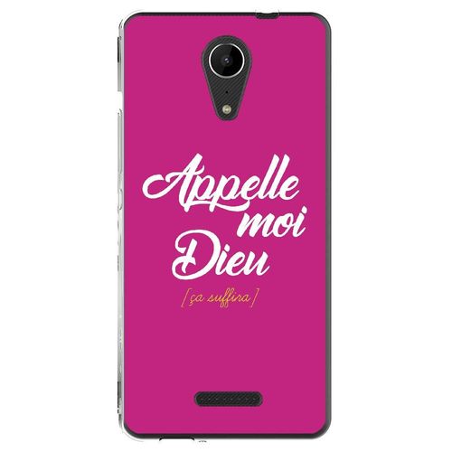 Coque Souple Pour Wiko Tommy 2 Avec Impression Motifs Appelle Moi Dieu Fushia