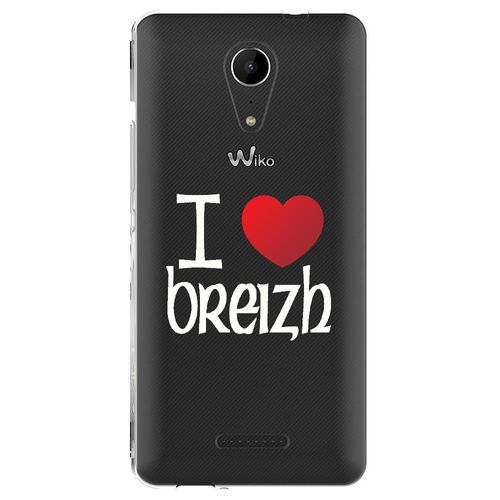 Coque Souple Pour Wiko Tommy 2 Avec Impression Motifs Coeur Rouge I Love Breizh