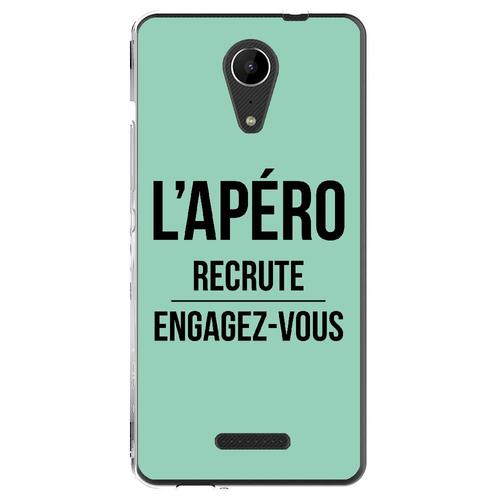 Coque Souple Pour Wiko Tommy 2 Avec Impression Motifs L'apéro Recrute Turquoise