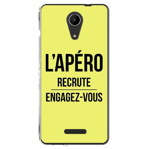 Coque Souple Pour Wiko Tommy 2 Avec Impression Motifs L'apéro Recrute Jaune