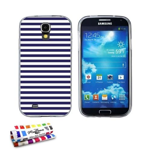 Coque Case Samsung Galaxy S4 " Mariniere Bleue " Silicone Gris Souple (Tpu)