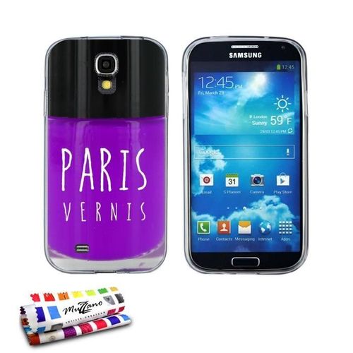 Coque Case Samsung Galaxy S4 " Paris Vernis Violet " Silicone Gris Souple (Tpu)