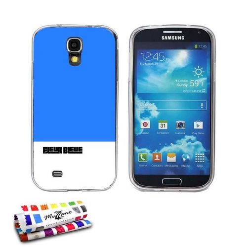 Coque Case Samsung Galaxy S4 "Fleur Bleue " Silicone Gris Souple (Tpu)
