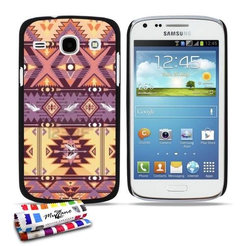 Coque Case Samsung Galaxy Core " Azteque " Silicone Gris Souple (Tpu)