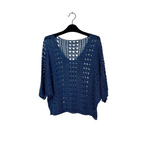Pull D'ete Bleu Marine Ajoure Femme Lucky Nana Paris Taille 40/42