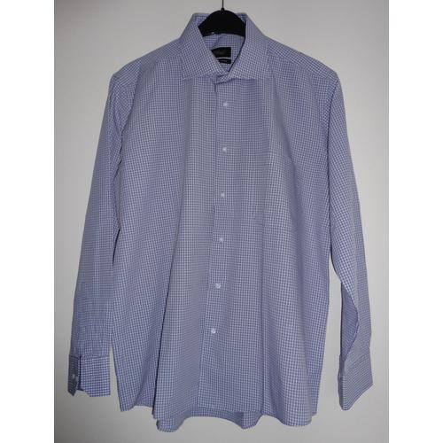 Chemise Grise À Petits Carreaux. Yves Dorsey. Coton. Polyester. Taille 5 / 43 / 44 / Xxl