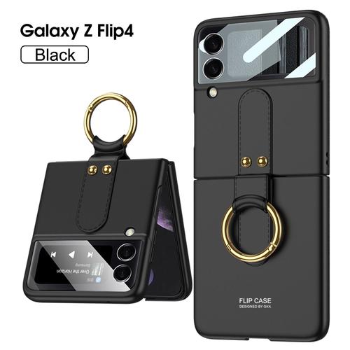 Folding Unltra Thin Skin Phone Case For Samsung Z Flip 4 Flip4 5g Soft Case Cover With Finger Ring Hinge Protection
