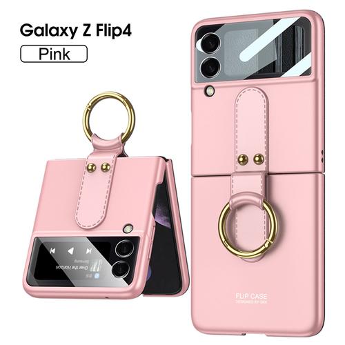 Folding Unltra Thin Skin Phone Case For Samsung Z Flip 4 Flip4 5g Soft Case Cover With Finger Ring Hinge Protection