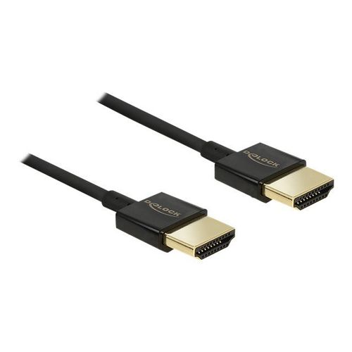 Delock Slim Premium - Câble HDMI avec Ethernet - HDMI mâle pour HDMI mâle - 1 m - triple blindage - noir - support 4K