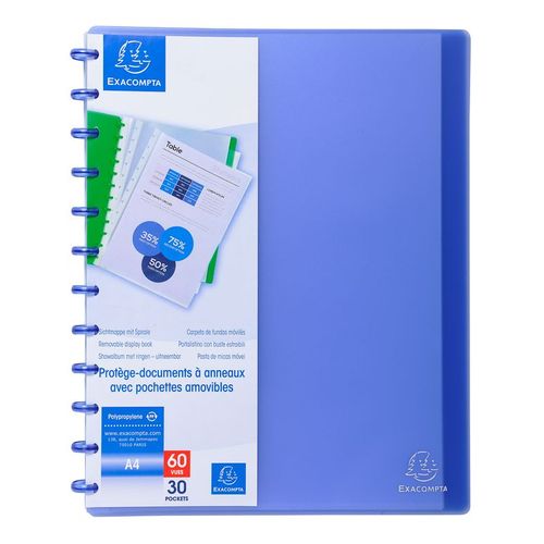 Exacompta Prot. Doc. Amovible Pp 60 V. Bleu Trans.