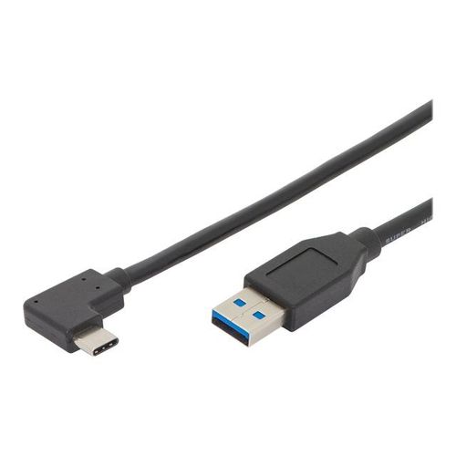 ASSMANN - Câble USB - 24 pin USB-C (M) incliné pour USB type A (M) droit - USB 3.1 Gen2 - 3 A - 1 m - moulé - noir