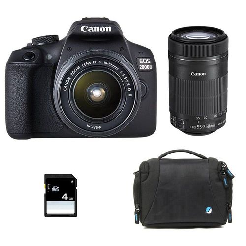 CANON EOS 2000D + 18-55 IS II + 55-250 IS GARANTI 3 ans + Sac + SD 4Go