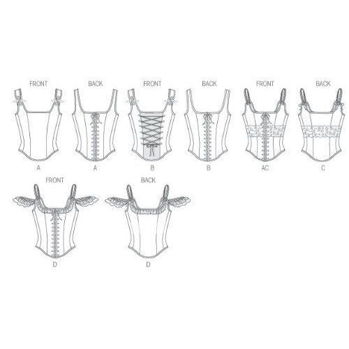 Butterick Patterns B5935 Patrons pour corset pour femme taille AX5 32 à 40 Blanc