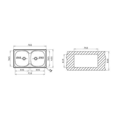 Pyramis E78 évier encastrable en acier inoxydable lisse 100125114