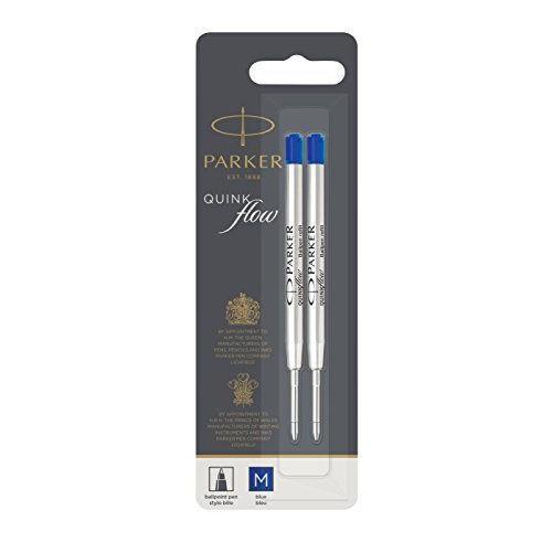 Parker Quinkflow Lot De 2 Recharges Pour Stylo-Bille Pointe Moyenne Bleu