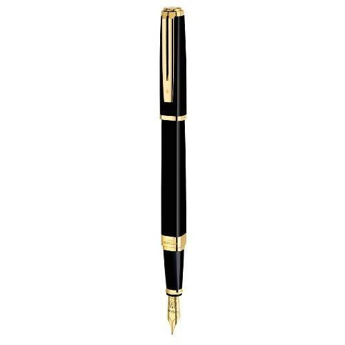 Waterman Exception Stylo Plume À Pointe Moyenne Attributs Dorés 18k Slim Laque Noir