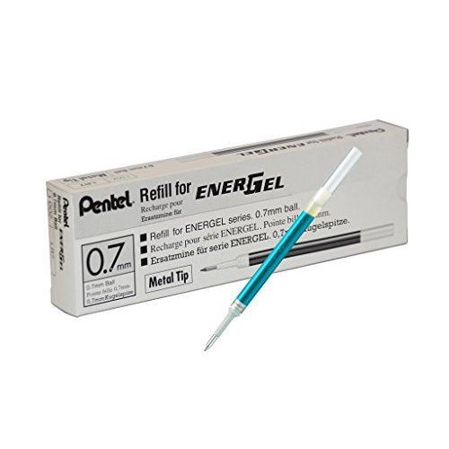 Pentel Lr7-B Lot De 12 Mines De Rechange Pour Stylos Energel 0,70 Mm Bleu Clair