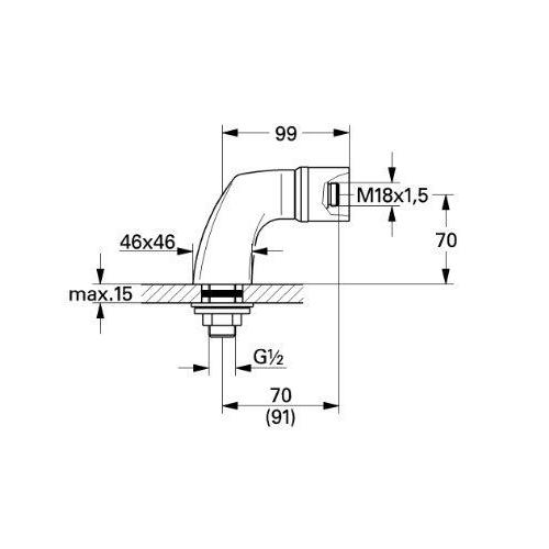 Grohe 46121000 raccord colonnette hauteur 70 mm