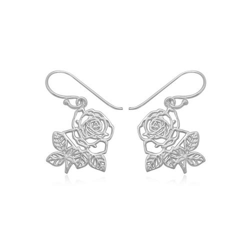 Boucles D'oreilles Pendantes À Crochet Roses En Argent 925 - Crystal Pearl Cry 8825 T Unique