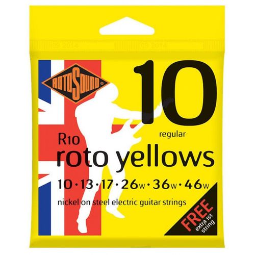 Rotosound R10 Roto Yellow Régular 10-46 - Jeu De Cordes Guitare Électrique