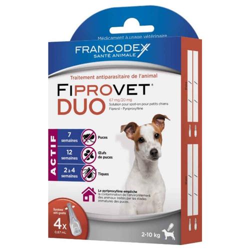 Francodex - Traitement Spot-On Fiprovet Duo Pour Petit Chien - 4x0,67ml