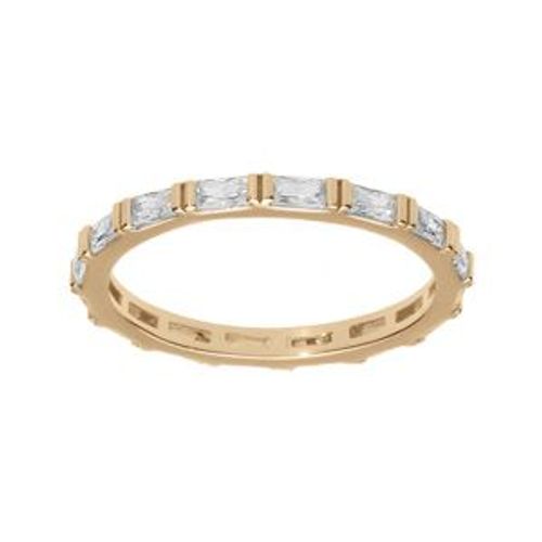 Bague Plaqué Or Motif Rectangle Oxydes Blancs