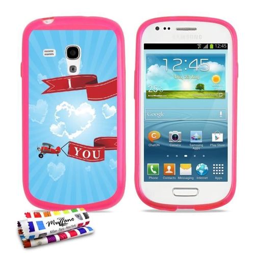 Coque Case Samsung Galaxy S3 Mini " I Love You " Silicone Rose Souple (Tpu)