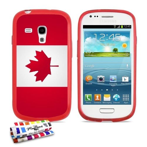 Coque Case Samsung Galaxy S3 Mini " Drapeau Canada " Silicone Rouge Souple (Tpu)