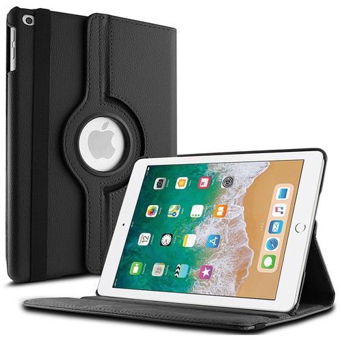 Pour Apple Ipad 9.7 (2018): Etui Housse Coque Avec Support Et Rotative Rotation 360° En Cuir Pu - Noir