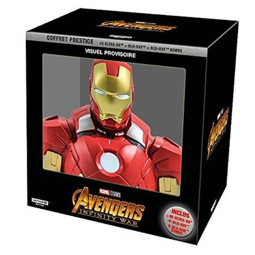 Avengers Infinity War - Coffret Prestige Blu-Ray + Blu-Ray 4k + Tirelire Buste Iron Man