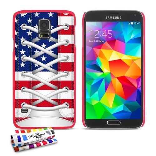 Coque Case Samsung Galaxy S5 " Tennis Usa " Silicone Rose Rigide (Tpu)
