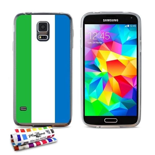 Coque Case Samsung Galaxy S5 " Drapeau Sierra Leone " Silicone Transparent Souple (Tpu)